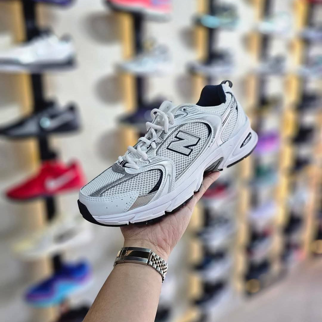 NB 530 White Silver Navy